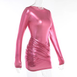 SC Fashion Metallic Long Sleeve Slim Mini Dress FL-23373