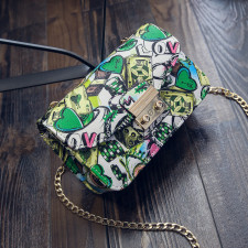 SC Printed Chain Lock Clasp Crossbody Small Square Bag HCFB-239778