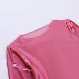 SC Fashion Metallic Long Sleeve Slim Mini Dress FL-23373
