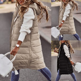 SC Plus Size Solid Hooded Single Breasted Cotton-padded Clothes Jacket GOFY-BK4567