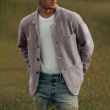 SC Men Plus Size Solid Color Fashion Single Breasted Jacket Coat GOFY-D25