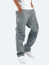 SC Men Plus Size Solid Color Drawstring Pocket Pant GOFY-008