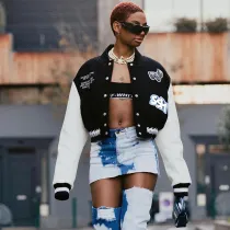 SC Contrast Color Print Baseball Jacket FL-23439