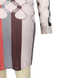 SC Printed Line Long Sleeve Dress Mini Dress GZYF-8230