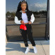 SC Casual Color Block Baseball Coat Two Piece Pants Set FOSF-8371