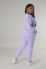 SC Solid Color Sweatshirt And Pants Casual Two Piece Set FENF-279