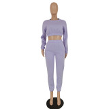 SC Solid Color Sweatshirt And Pants Casual Two Piece Set FENF-279