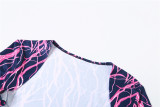 SC Fashion Print Long Sleeve Coat+Tie Up Vest Three Piece Pants Set XEF-34569