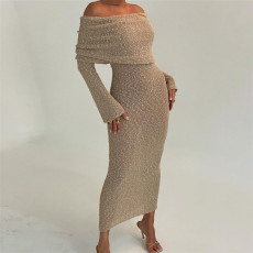 SC Sexy See Through One Shoulder Knits Maxi Dress XEF-35007