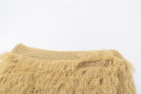 SC Sexy Single Shoulder Long Sleeve Tassel Knits Sweater XEF-35443