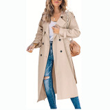 SC Solid Color Long Sleeve Double Breasted Coat GOFY-888
