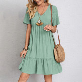 SC Plus Size Short Sleeve Solid Color Casual Dress GOFY-W230343