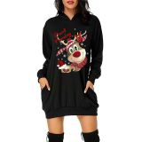 SC Plus Size Christmas Printed Mid-Length Hooded Sweatshirt GOFY-8868