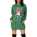 SC Plus Size Christmas Printed Mid-Length Hooded Sweatshirt GOFY-8868