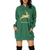 SC Plus Size Christmas Printed Mid-Length Hooded Sweatshirt GOFY-8868