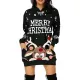 SC Plus Size Christmas Printed Mid-Length Hooded Sweatshirt GOFY-8868