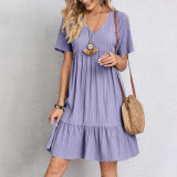 SC Plus Size Short Sleeve Solid Color Casual Dress GOFY-W230343
