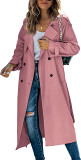 SC Solid Color Long Sleeve Double Breasted Coat GOFY-888