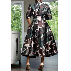 SC Plus Size Camouflage Print Long Jacket Trench Coat QYXZ-9144