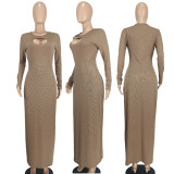 SC Fashion Hollow Out Rib Maxi Dress YD-8781
