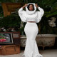 SC Plus Size Solid Color Hooded Fishtail Skirt Two Piece Set NY-10615
