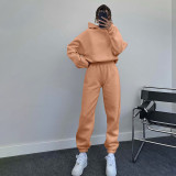 SC Solid Color Hooded Sweatshirts Casual Two Piece Pants Set SSNF-211338