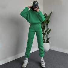SC Solid Color Hooded Sweatshirts Casual Two Piece Pants Set SSNF-211338