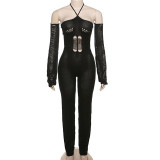 SC Sexy Backless Strappy Knit Long Sleeve Slim Jumpsuits XEF-33745