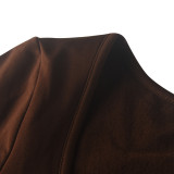 SC Casual Plush Long Sleeve Solid Midi Dress MZ-2812