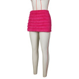 SC Solid Color Zipper Plush MIni Skirt ZSD-0626