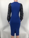 SC Sequin Sleeve Patchwork Midi Dress XMY-9460