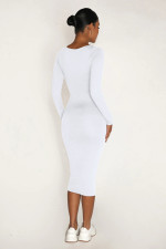 SC Casual Plush Long Sleeve Solid Midi Dress MZ-2812