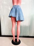 SC Fashion Denim Slim Irregular Pleated Skirt LX-6007