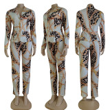 SC Chain Print Long Sleeve Tops And Pants Two Piece Set CY-6155