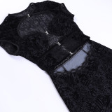 SC Lace Hollow Out Mini Dress FL-23463