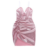 SC Sexy Tube Tops Deep V-Neck Fine Glitter Mini Dress FL-23348