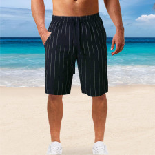SC Men Plus Size Vertical Stripe Lacing Casual Beach Short GXWF-A714