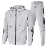 SC Men's Plus Size Sport Zipper Hoodies Two Piece Pants Set GXWF-11