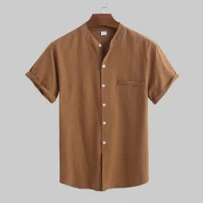 SC Men's Plus Size Short Sleeve Solid Color Shirt GXWF-B66