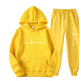 SC Fashion Love Print Fleece Sweatshirt Two Piece Pants Set GXWF-hhk