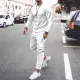 SC Men's Casual Solid Color Long Sleeve Two Piece Pants Set GXWF-p