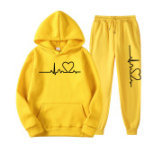 SC Fashion Love Print Fleece Sweatshirt Two Piece Pants Set GXWF-hhk