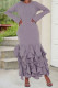 SC Plus Size Solid Color Multi Layered Ruffle Long Sleeve Maxi Dress OD-8623
