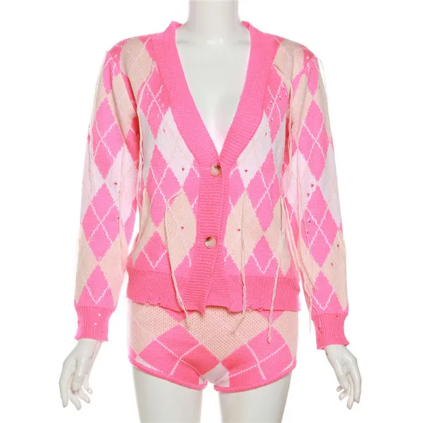 SC Contrast Color Tassel Coat And Shorts Two Piece Set XEF-35412