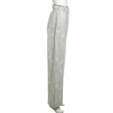 SC Casual Tie Up High Waist Staight Pants XEF-34706