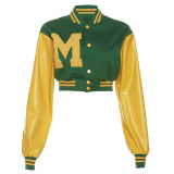 SC Fashion Embroidery Patchwork Color Blocking Baseball Jacket XEF-35165