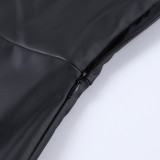 SC Solid Long Sleeve Lapel Neck Pleated Mini Dress FL-21618