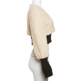 SC Fashion Patchwork Lambswool Jacket Short Coat XEF-35200