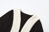 SC Fashion Cardigan Lambswool Patchwork Slim Coat XEF-35927