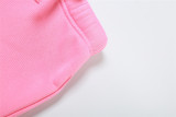 SC Fashion Print Long Sleeve Sweatshirt And Shorts Two Piece Set XEF-35856